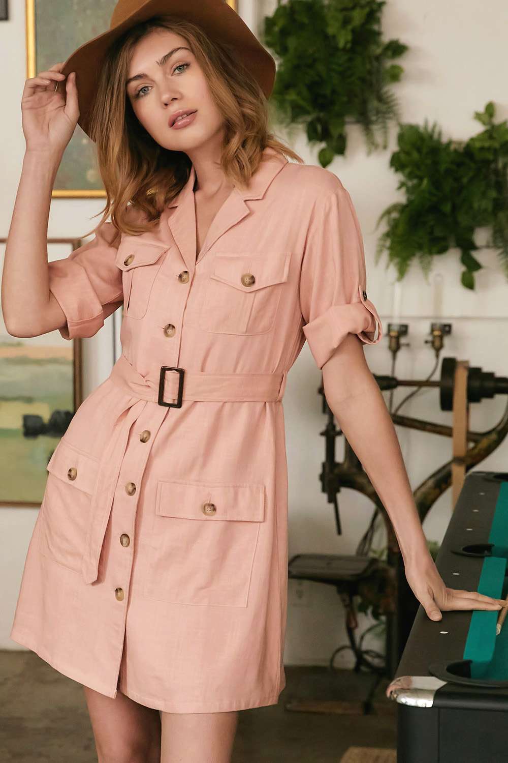 Drop Shoulder With Saist Tie Belted Dress - That Janis Style