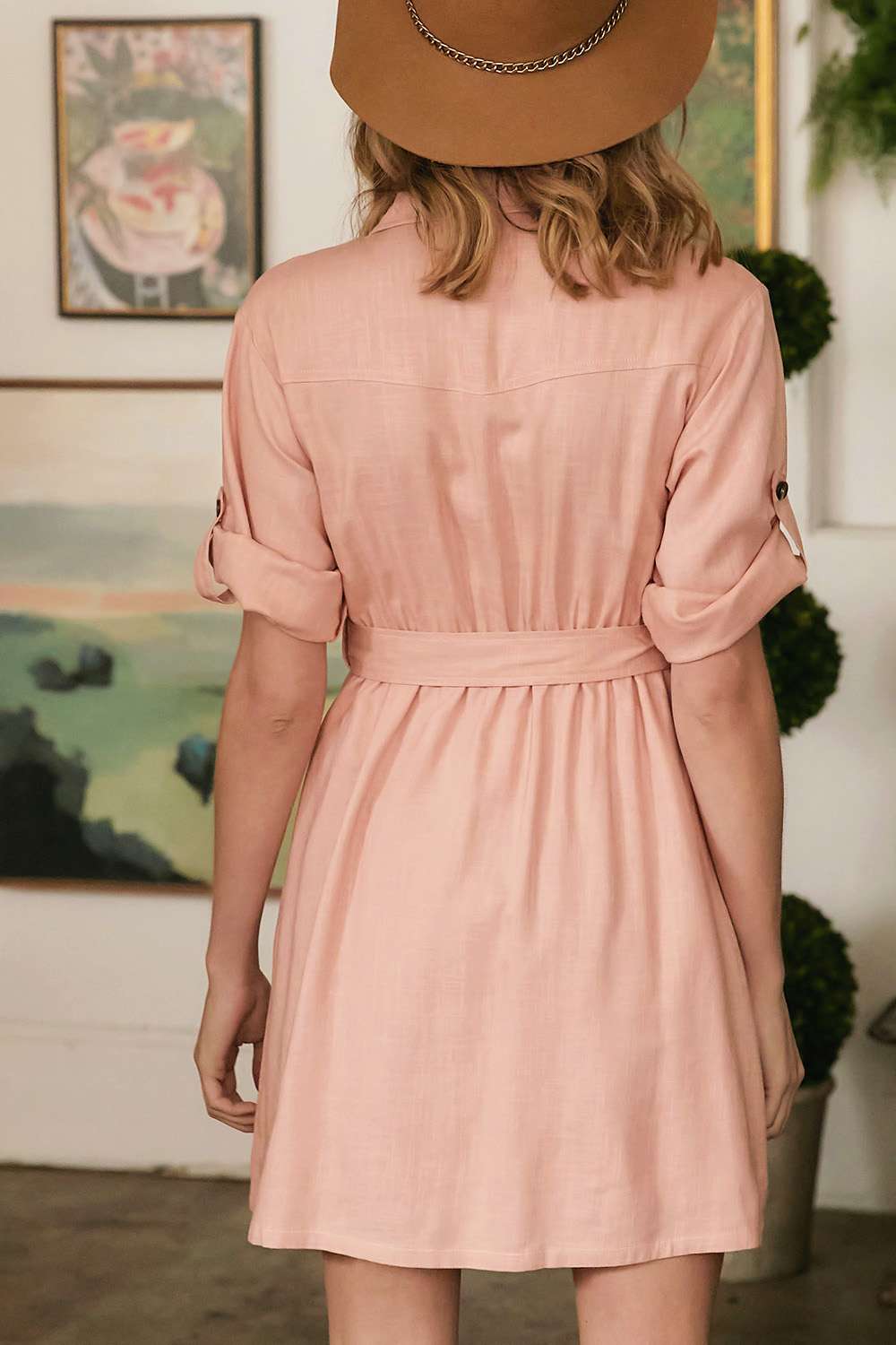 Drop Shoulder With Saist Tie Belted Dress - That Janis Style