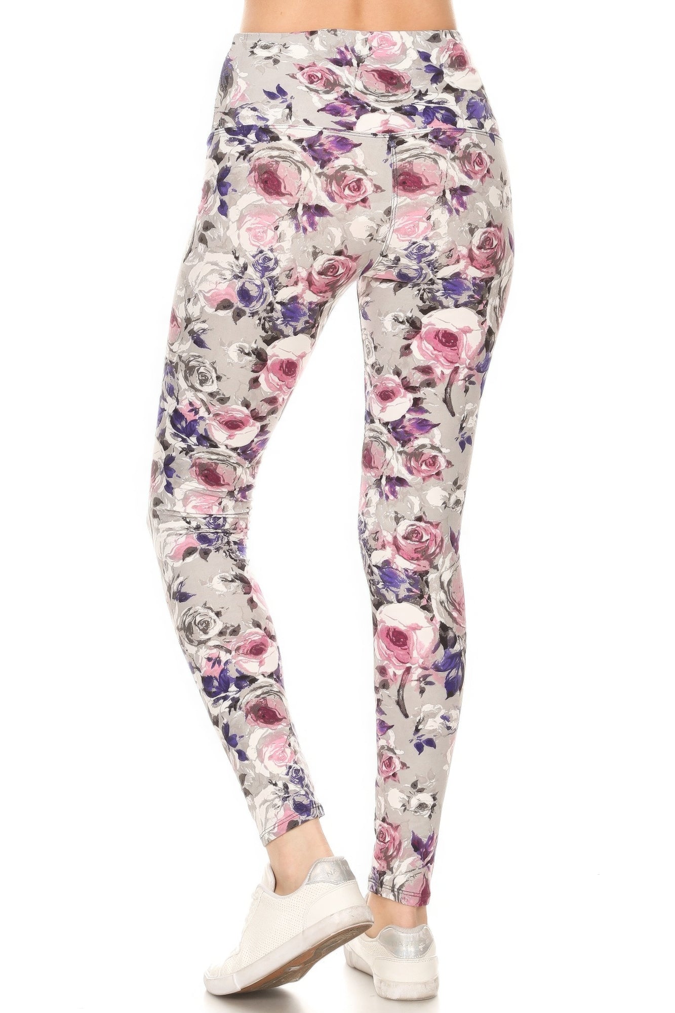 5-inch Long Yoga Style Banded Lined Floral Printed Knit Legging With High Waist - That Janis Style