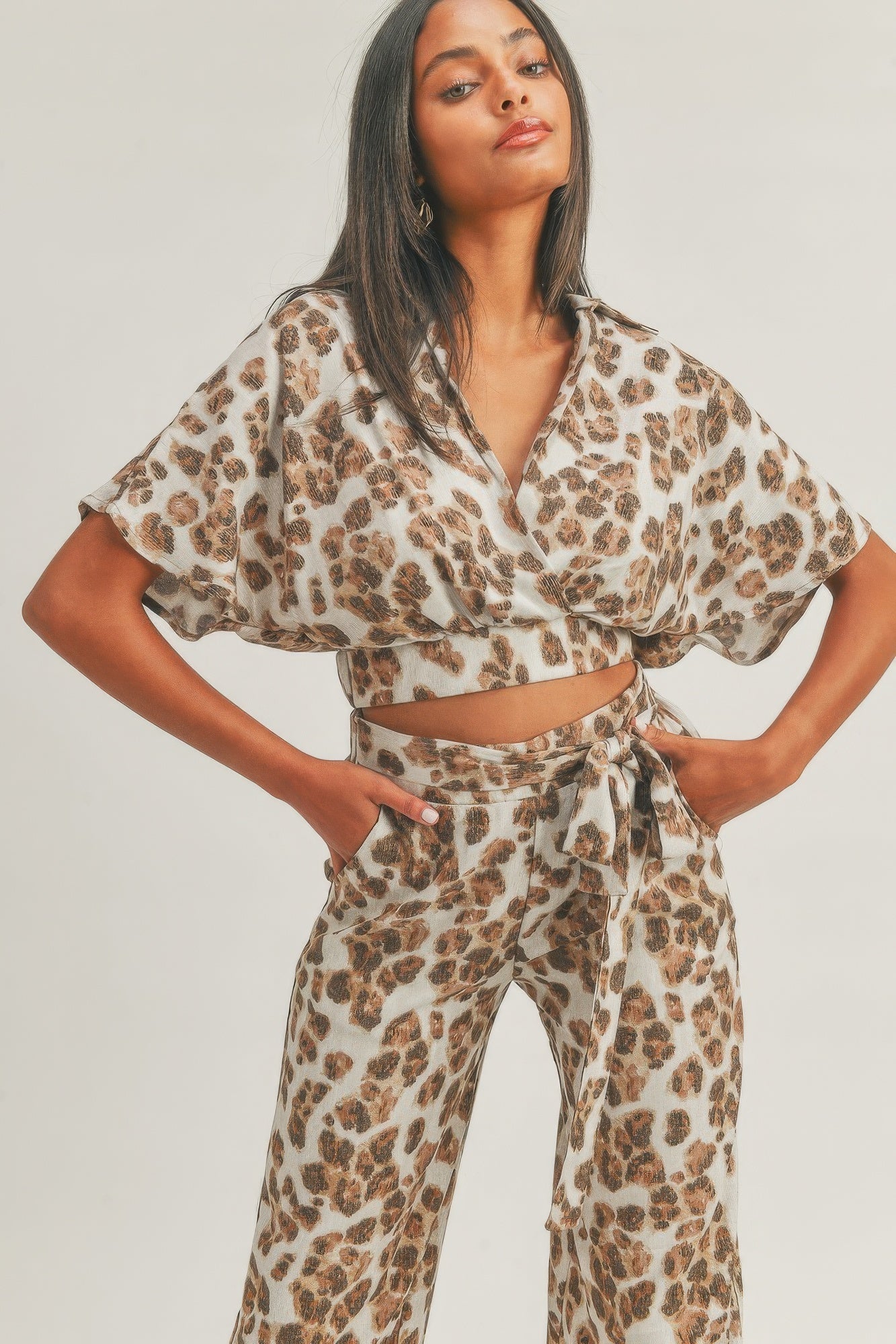 Crop Top Animal Print Set - That Janis Style