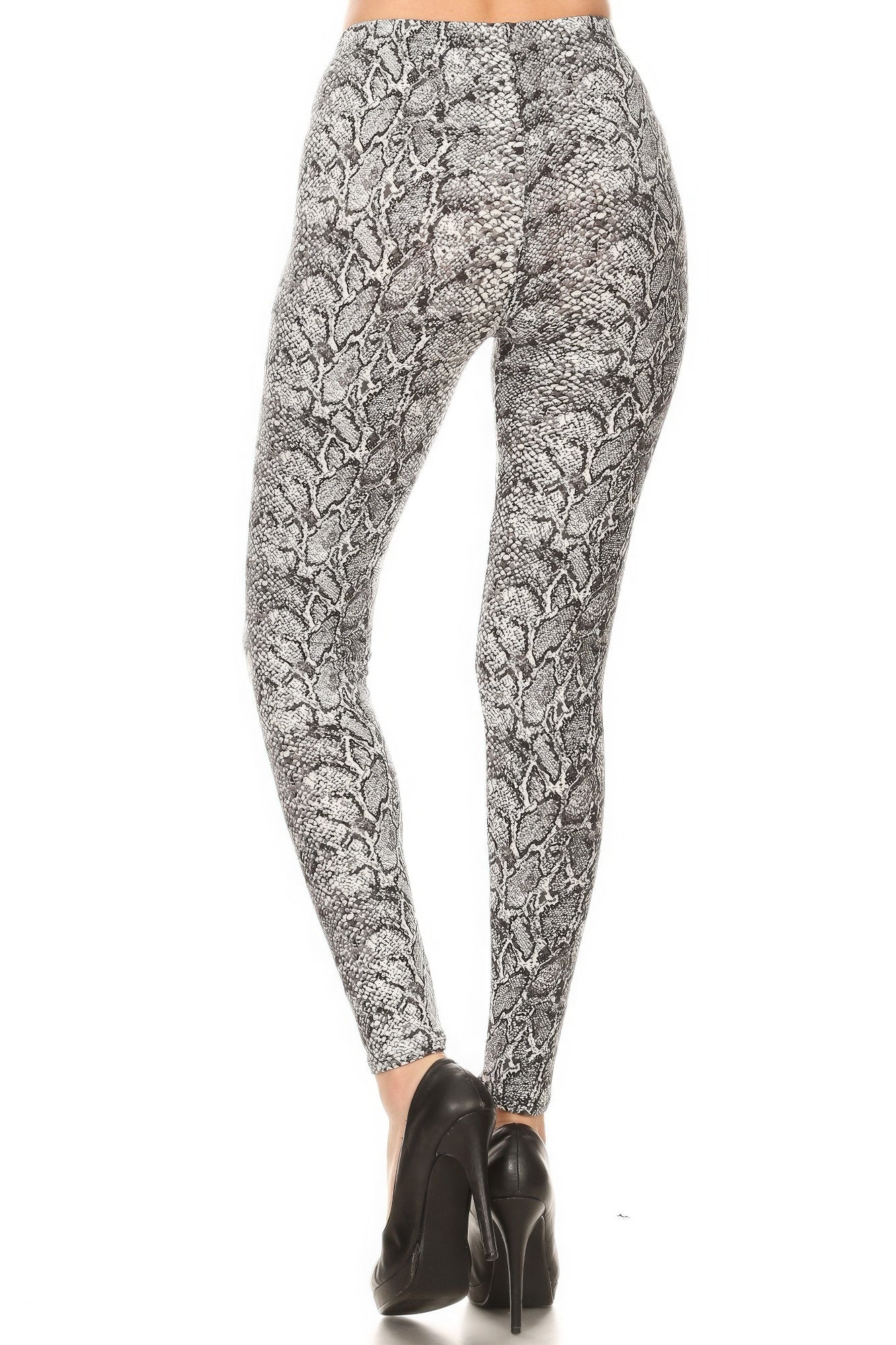 Snakeskin Print, Full Length, High Waisted Leggings In A Fitted Style With An Elastic Waistband - That Janis Style