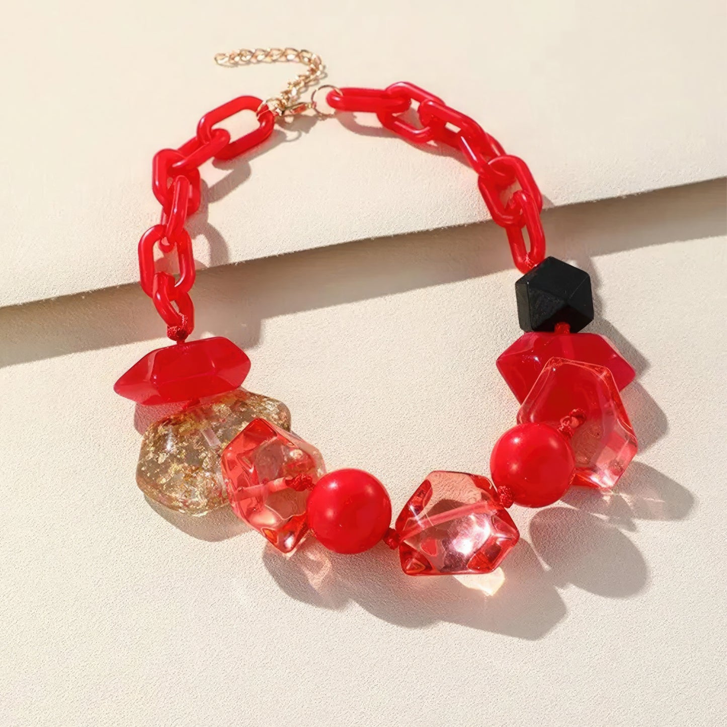 Chunky Beaded Oval Link Necklace - That Janis Style