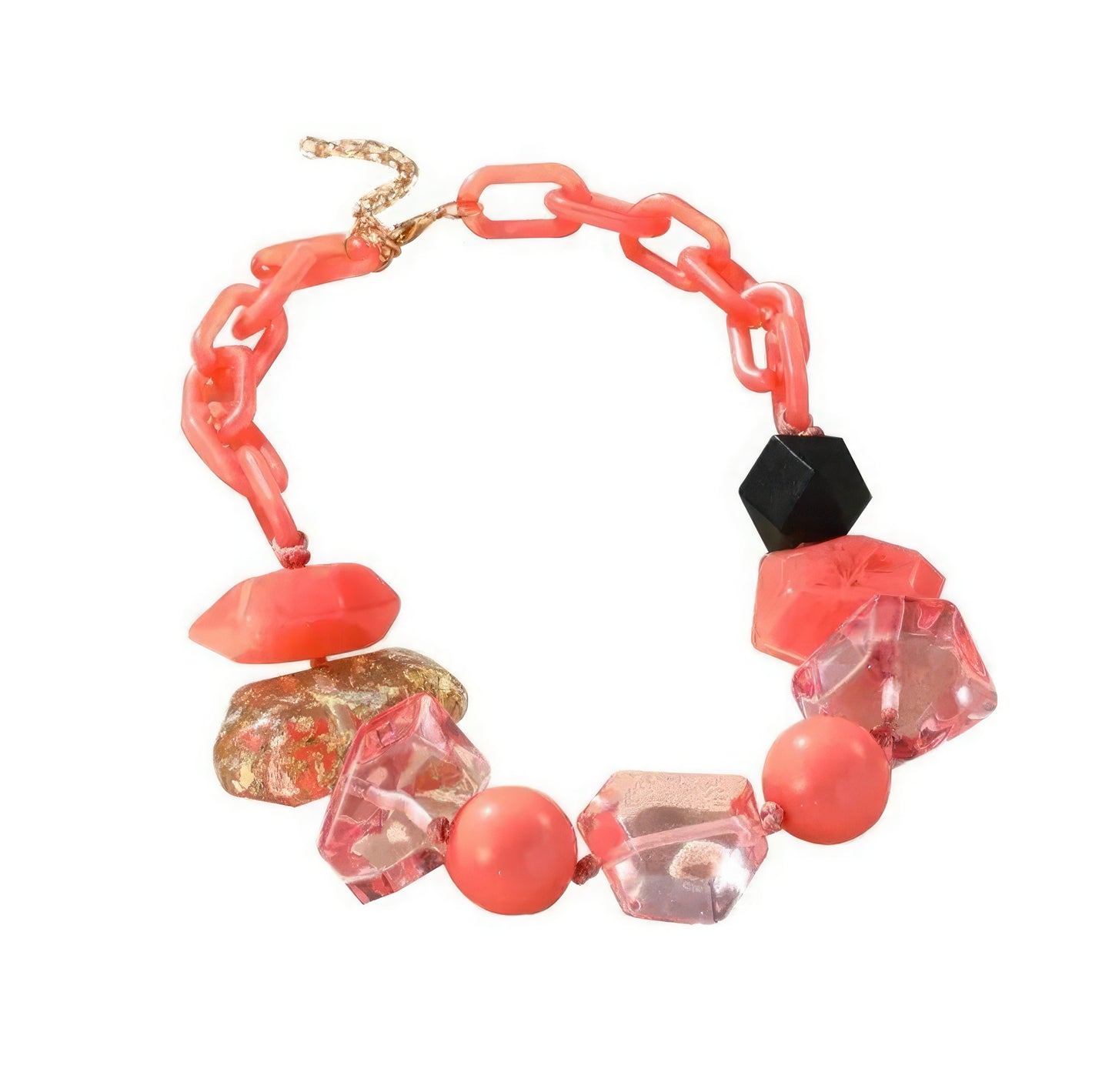 Chunky Beaded Oval Link Necklace - That Janis Style