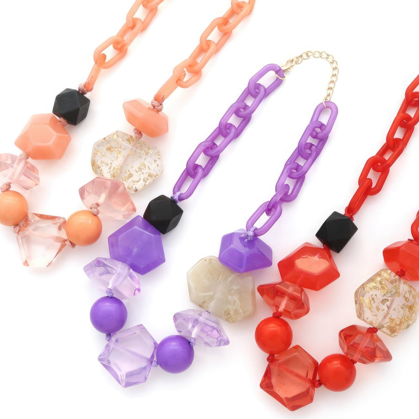 Chunky Beaded Oval Link Necklace - That Janis Style