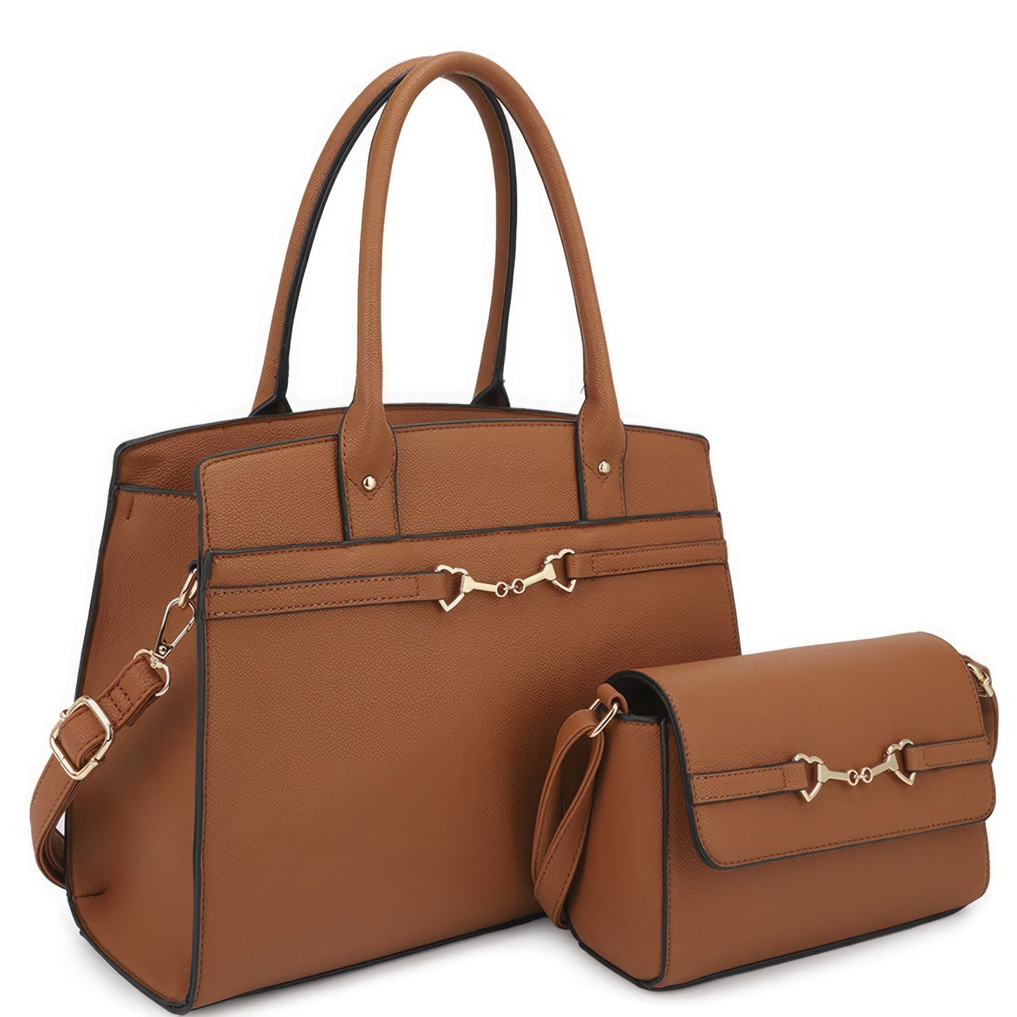 2in1 Matching Design Handle Satchel With Crossbody Bag - That Janis Style