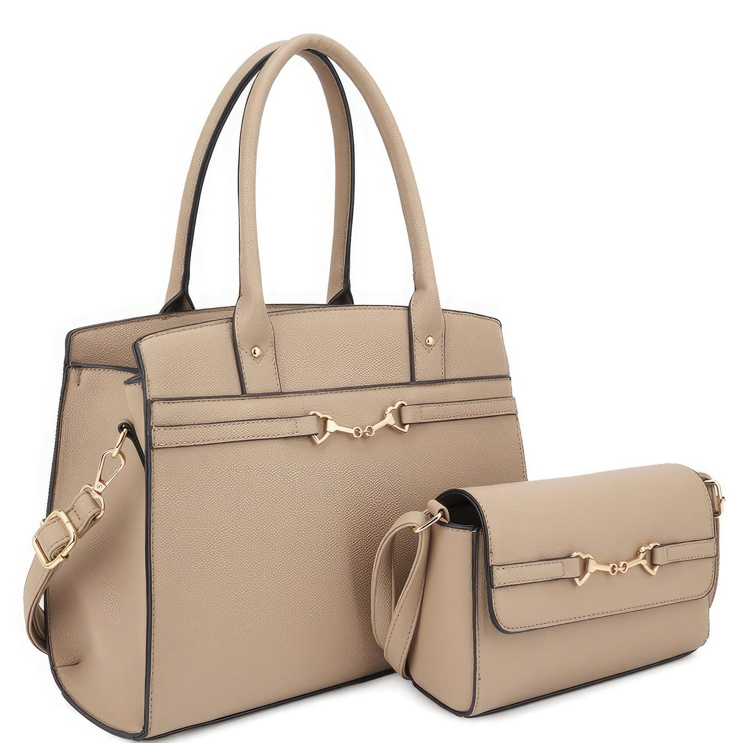 2in1 Matching Design Handle Satchel With Crossbody Bag - That Janis Style
