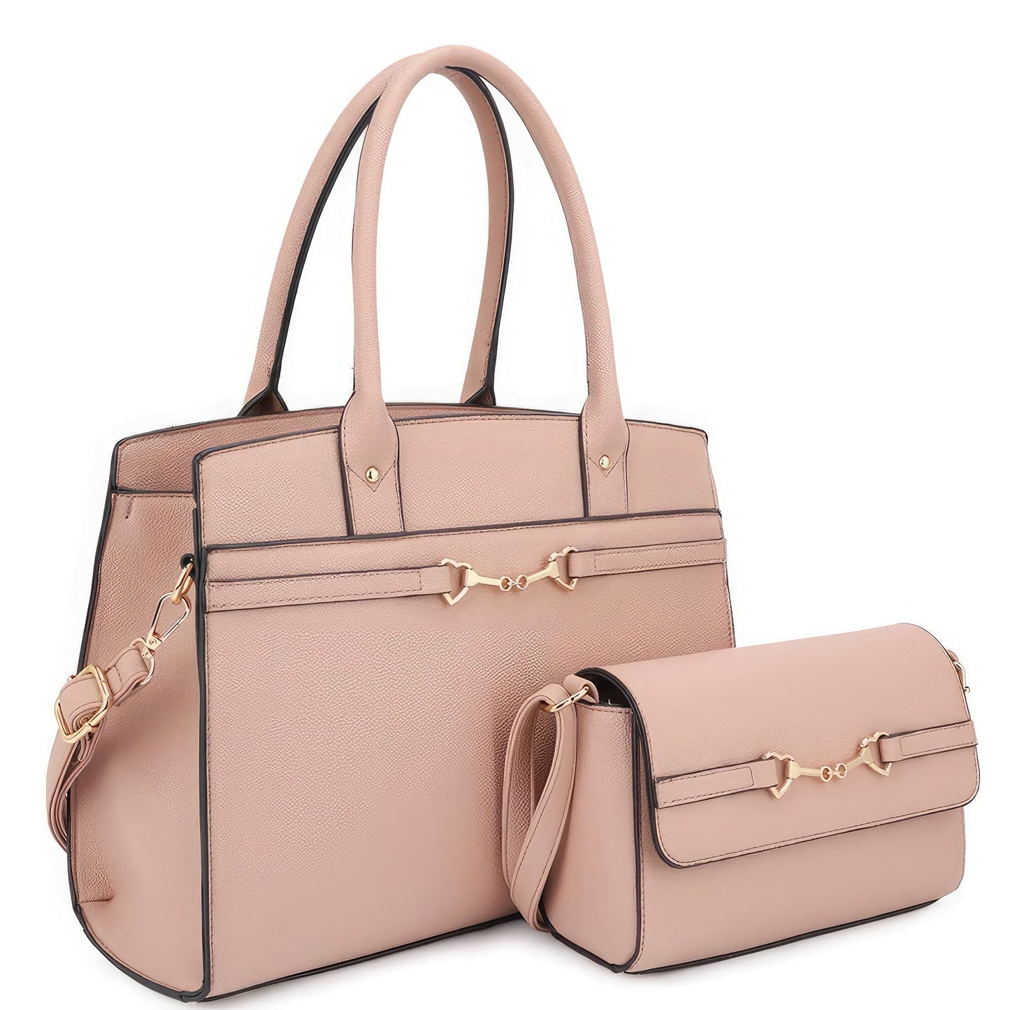 2in1 Matching Design Handle Satchel With Crossbody Bag - That Janis Style