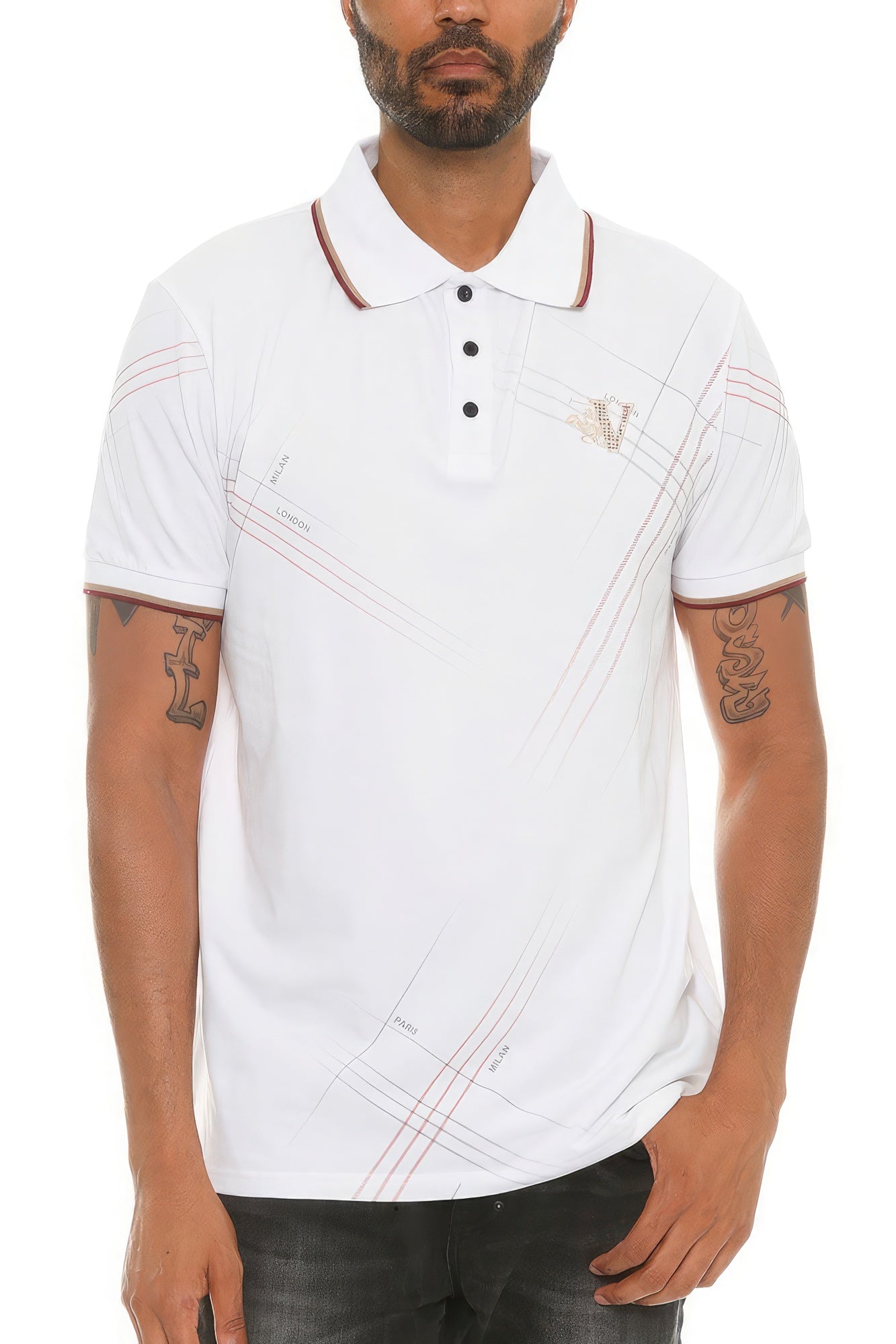 Introducing our Version Couture Polo Button Down Shirt—a men's short sleeve polo shirt that embodies Italian fashion at its finest. Elevate your style with this meticulously crafted piece featuring a button-down design, flat knit collar, and exquisite det - That Janis Style