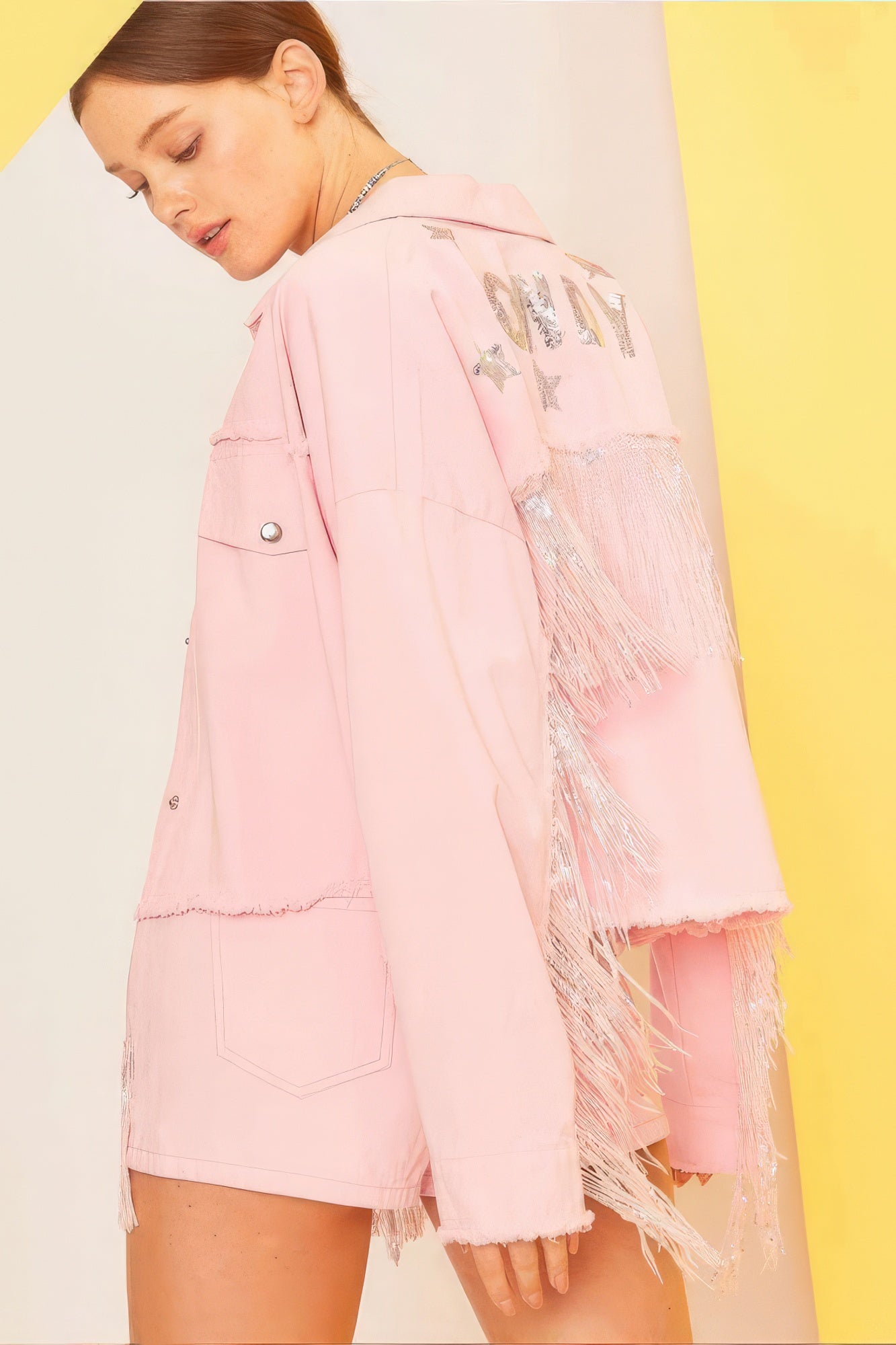 Howdy Sequin Fringe And Star Patches Jacket - That Janis Style