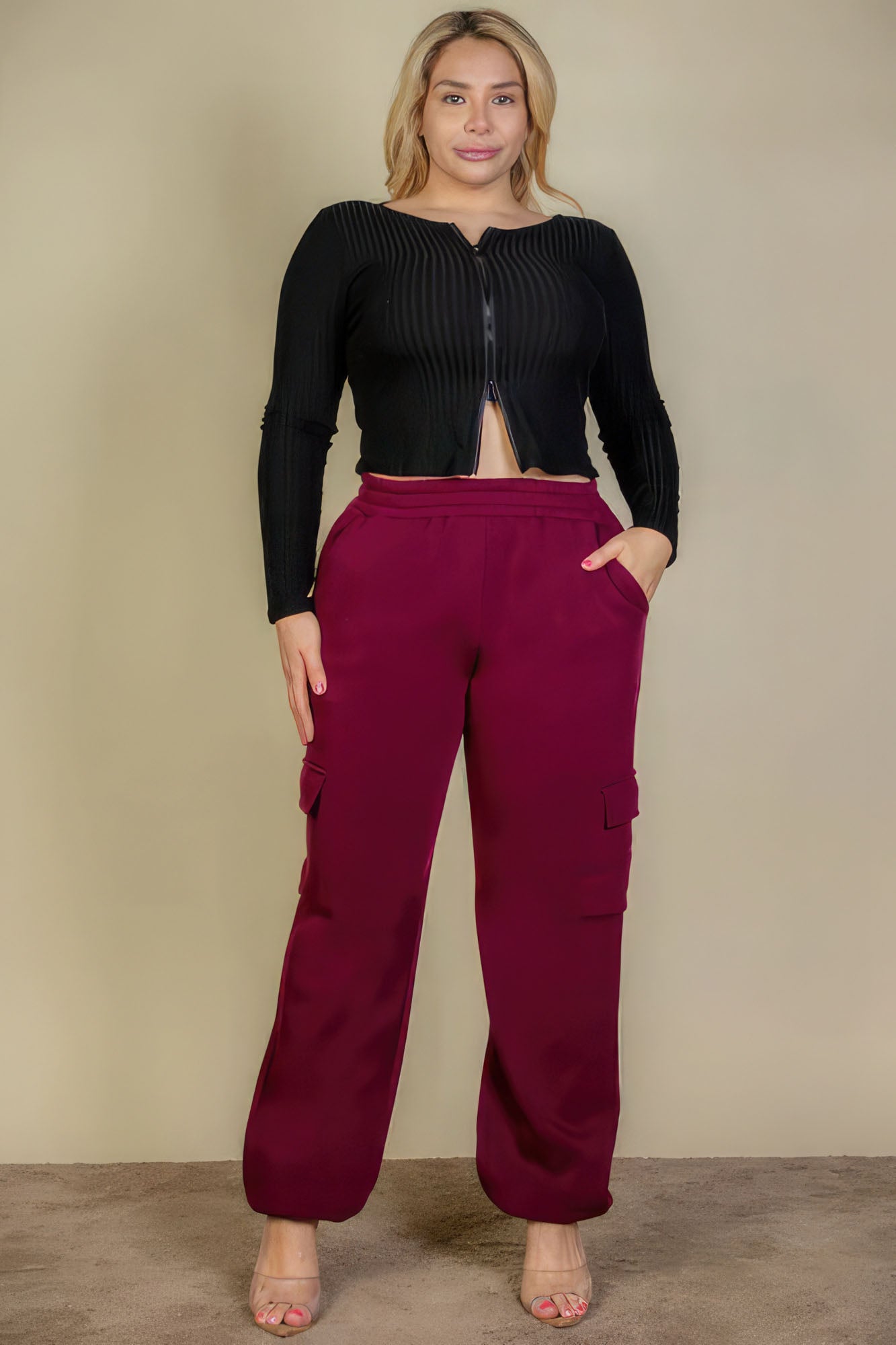 Plus Size Side Pocket Drawstring Waist Sweatpants - That Janis Style