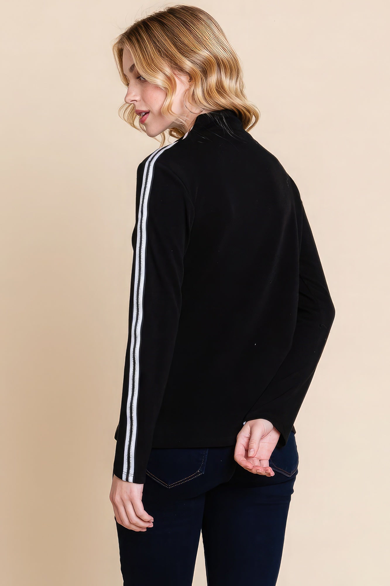 Long Sleeve Solid Mock Neck Casual Top - That Janis Style