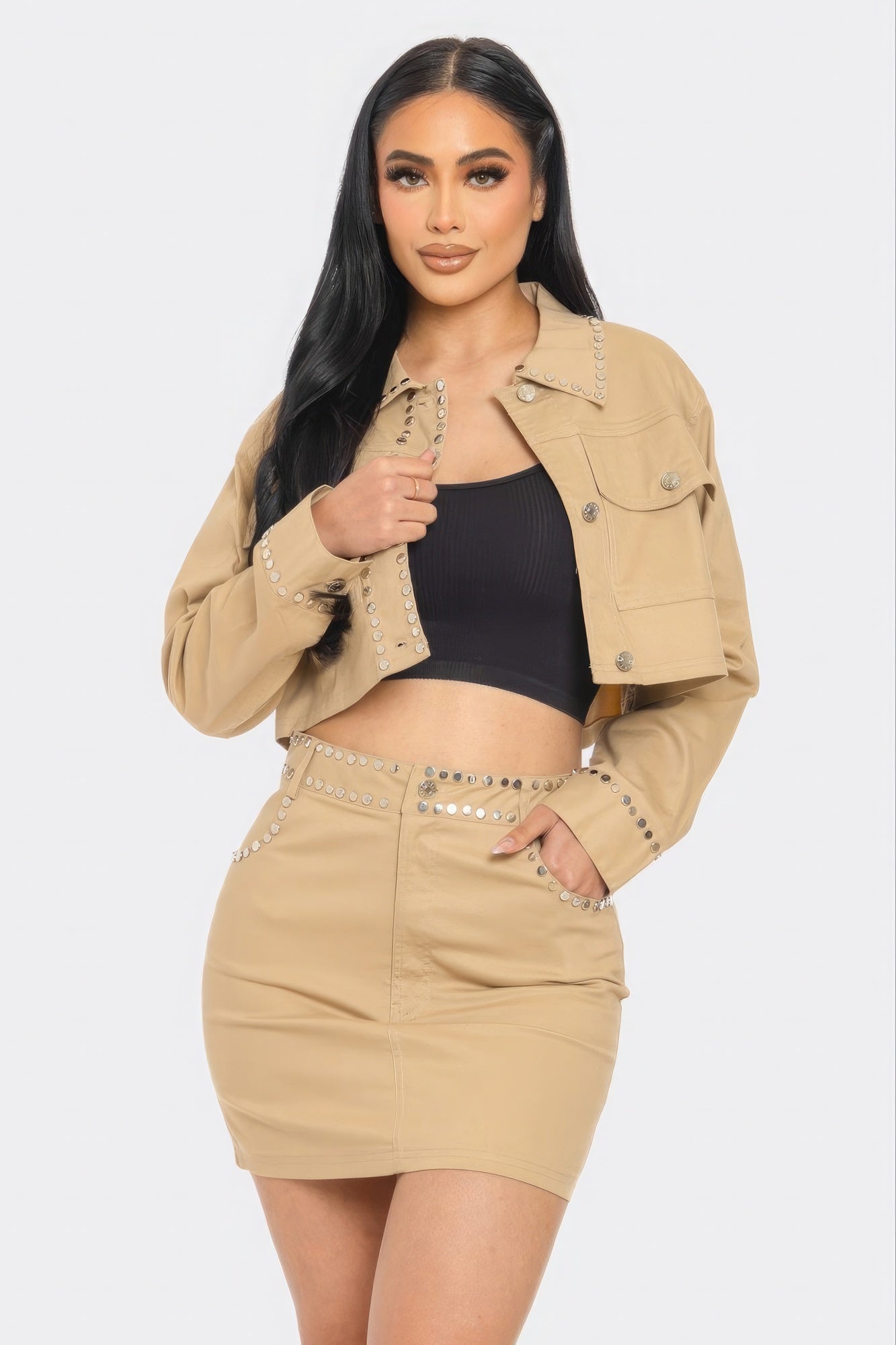 Embroidered cropped shirt set - That Janis Style