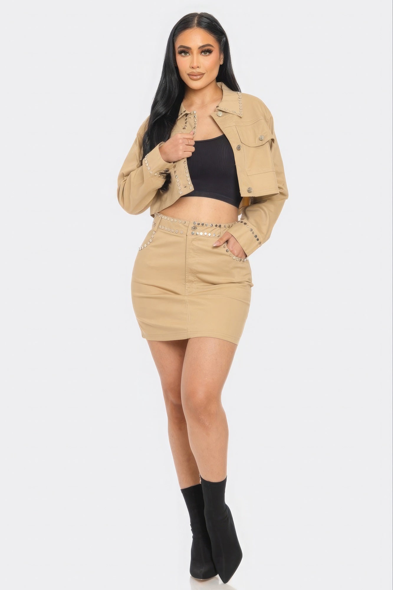 Embroidered cropped shirt set - That Janis Style