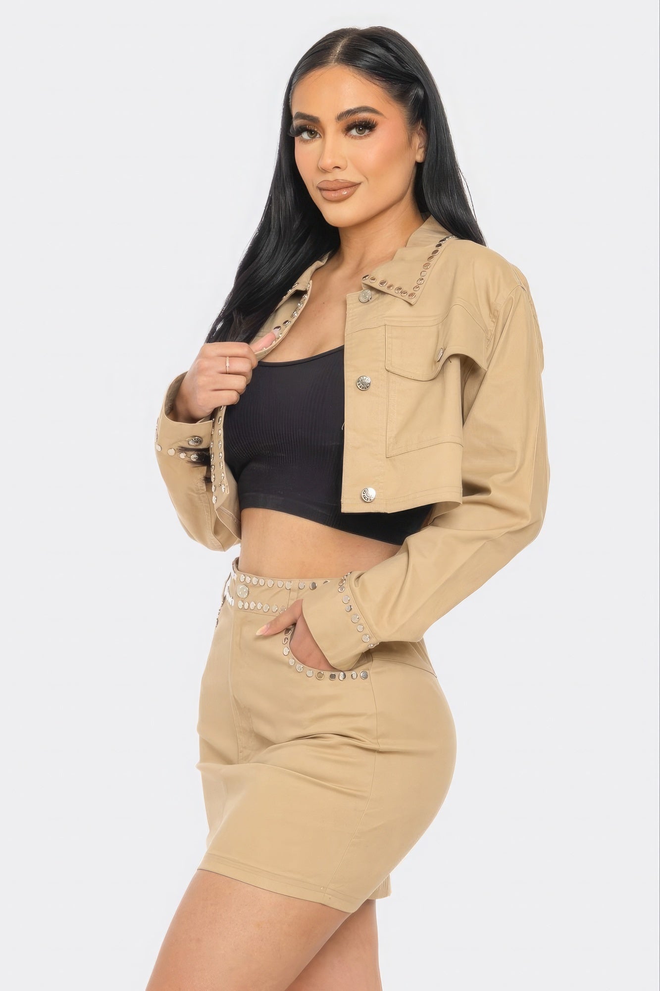 Embroidered cropped shirt set - That Janis Style