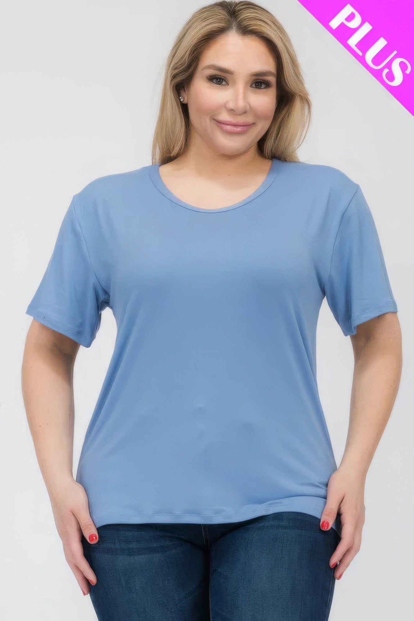 Plus Size Basic Short Sleeve T-shirt - That Janis Style