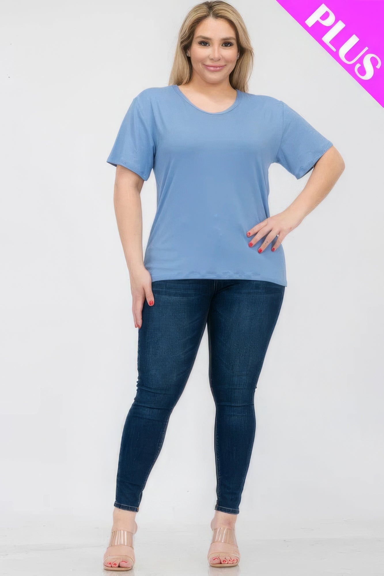 Plus Size Basic Short Sleeve T-shirt - That Janis Style
