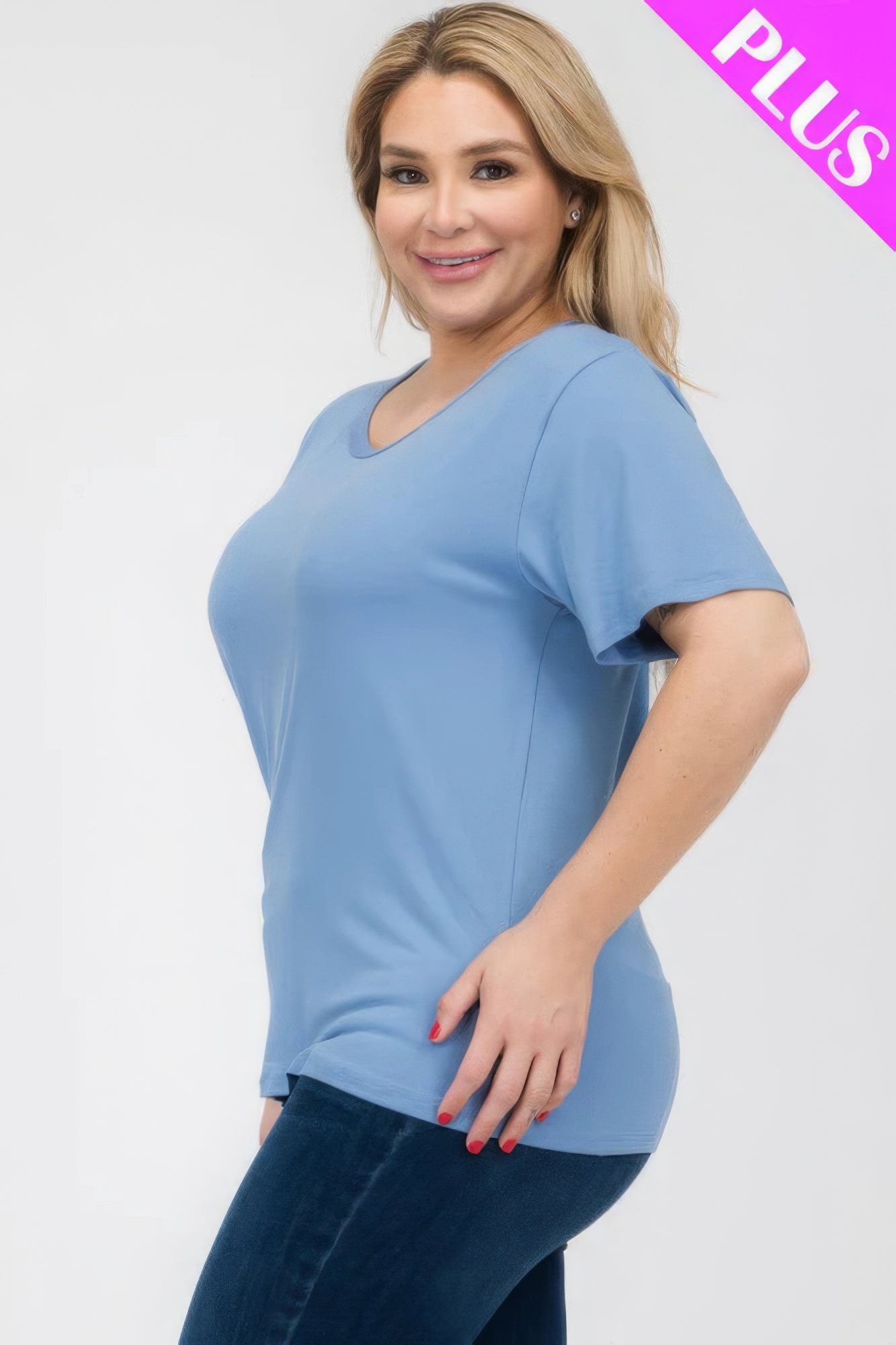 Plus Size Basic Short Sleeve T-shirt - That Janis Style