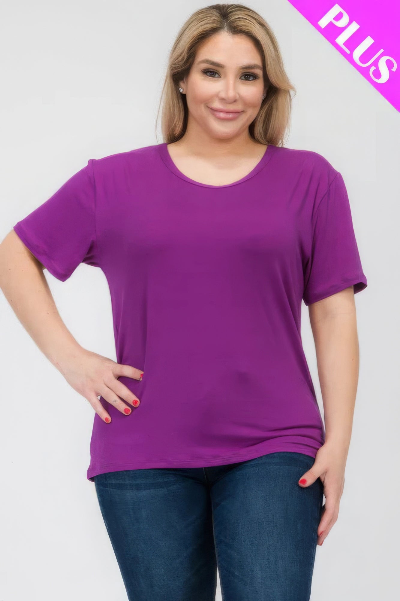 Plus Size Basic Short Sleeve T-shirt - That Janis Style