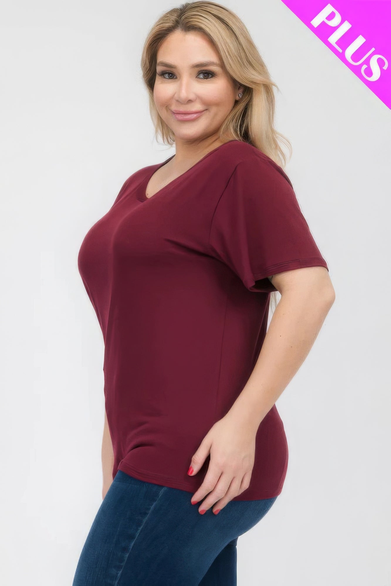 Plus Size Basic Short Sleeve T-shirt - That Janis Style