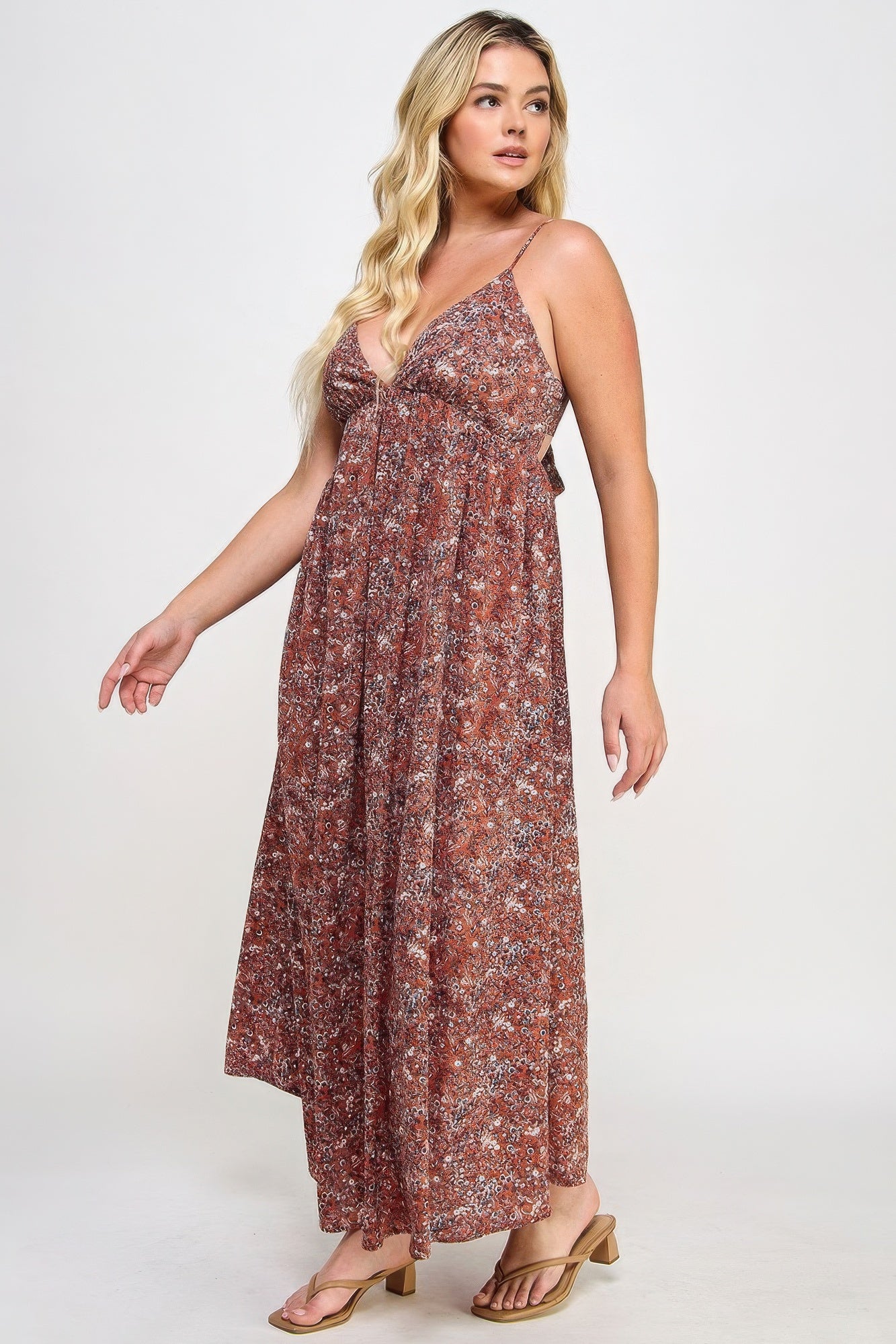 Floral Maxi Dress With Tie Back - That Janis Style