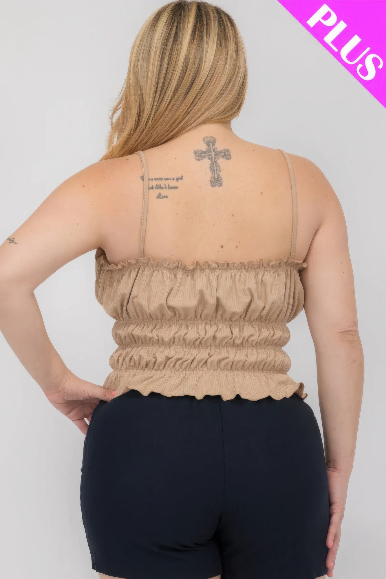 Plus Size Tiered Shirred Body Crop Top - That Janis Style