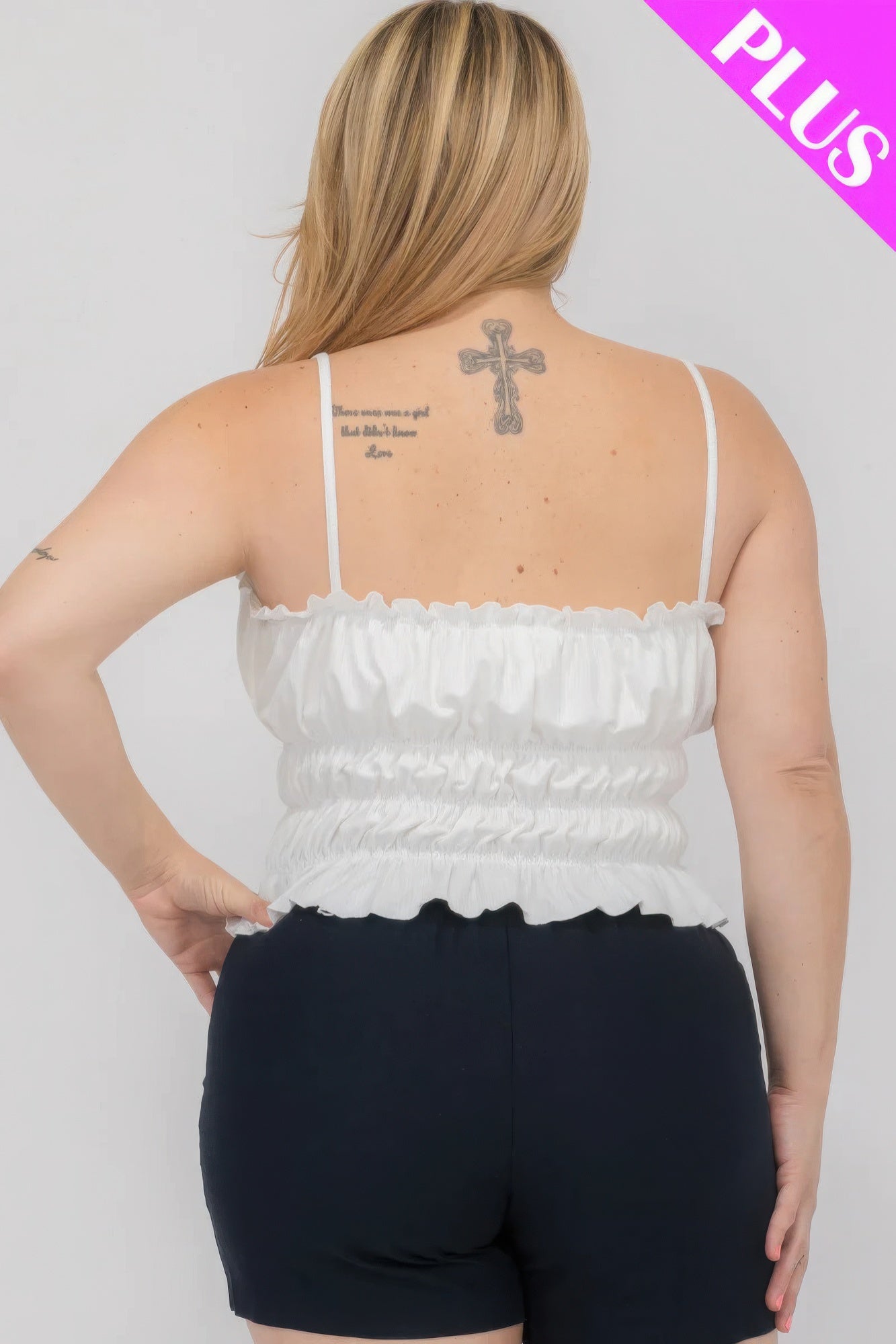 Plus Size Tiered Shirred Body Crop Top - That Janis Style