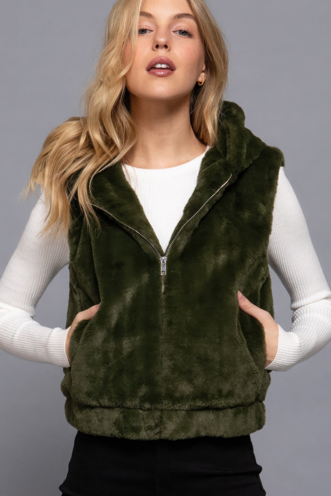 Hoodie Faux Fur Vest - That Janis Style