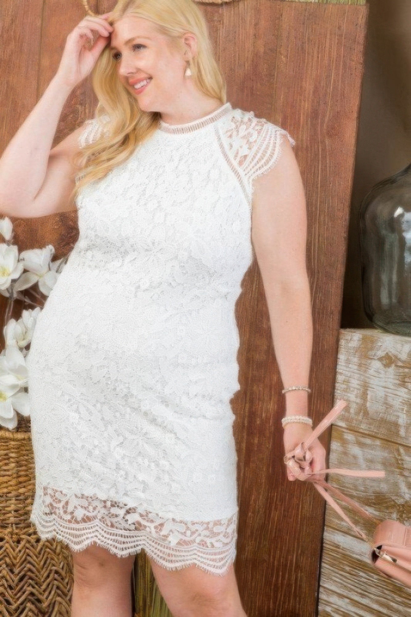 Lace Crochet Mini Raglan Dress With Zipper Back - That Janis Style