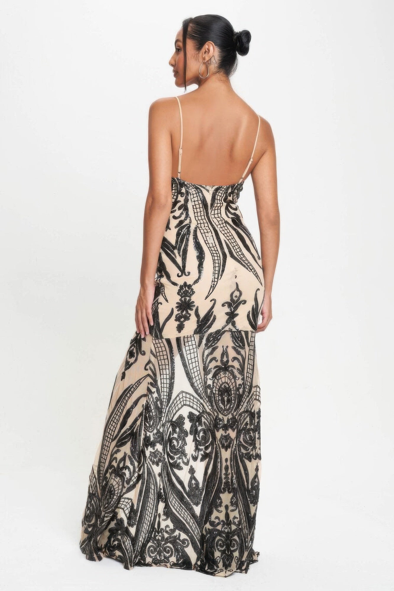 Spaghetti Strap Art Deco Sequins Maxi Dress - That Janis Style