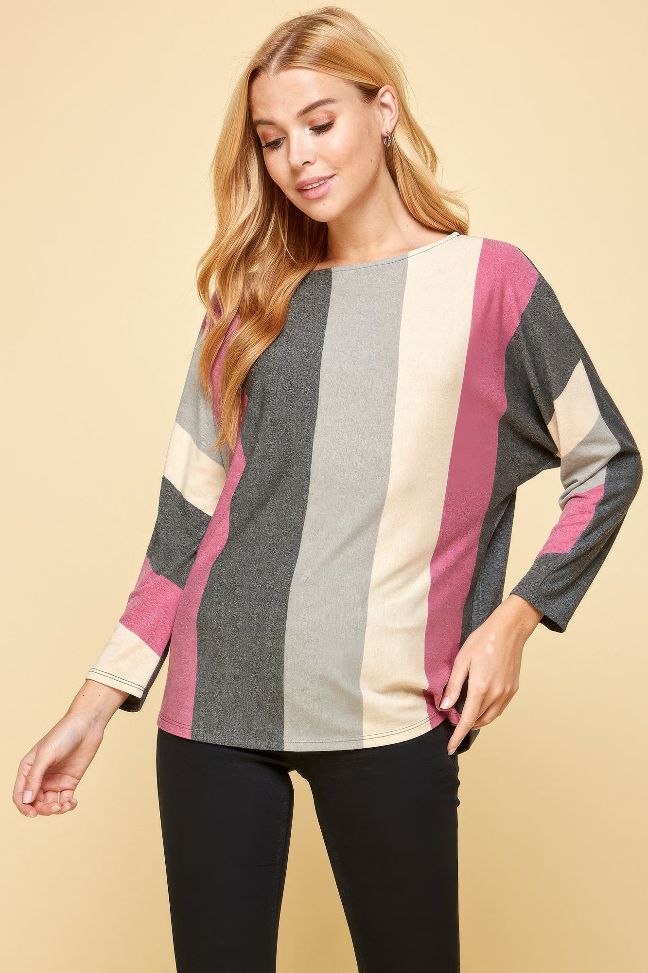 Striped Dolman Sleeves Top - That Janis Style