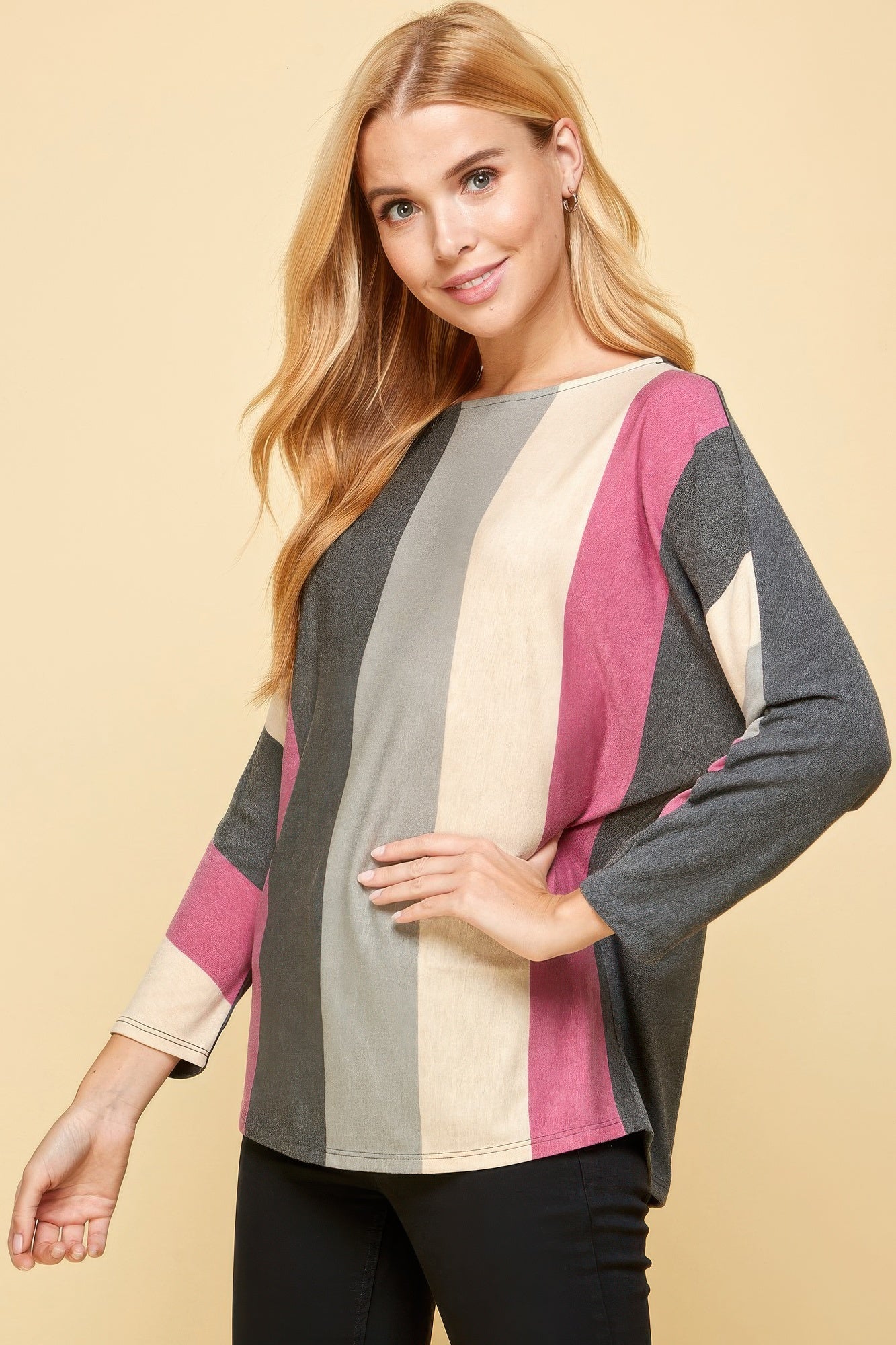 Striped Dolman Sleeves Top - That Janis Style