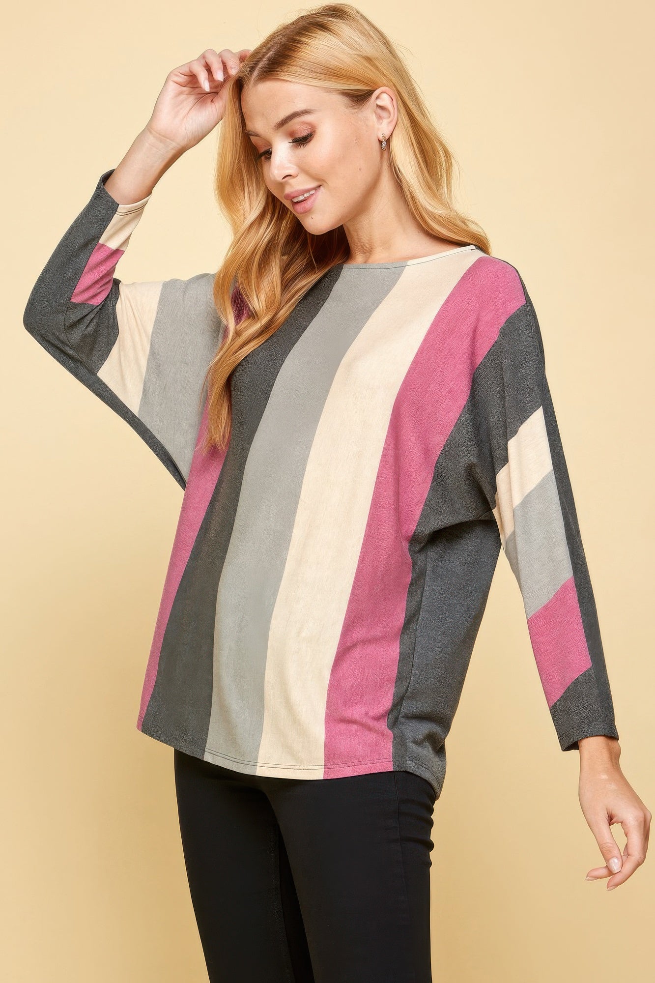 Striped Dolman Sleeves Top - That Janis Style
