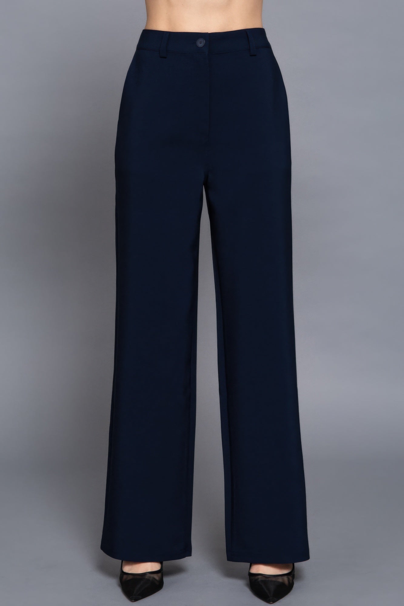 Back elastic straight woven long pants - That Janis Style