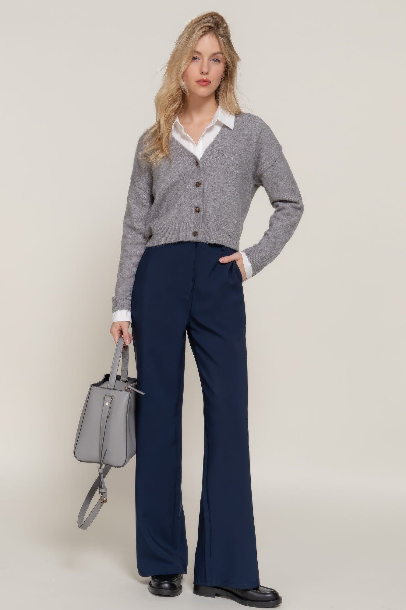Back elastic straight woven long pants - That Janis Style