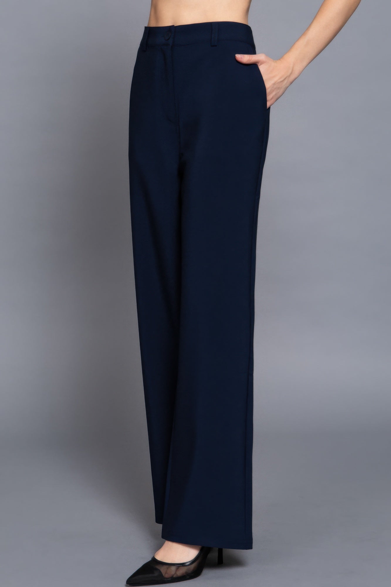 Back elastic straight woven long pants - That Janis Style