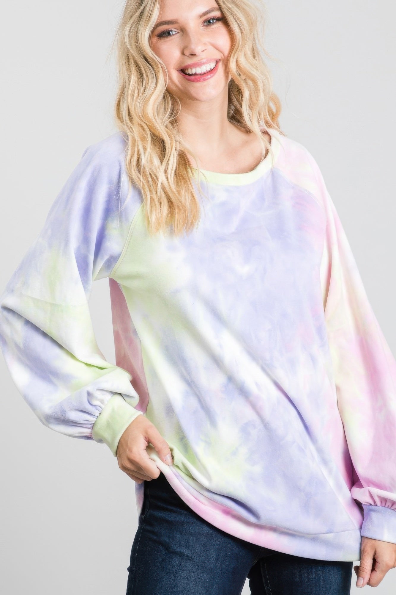 Tie-dye Puff Long Sleeve Top - That Janis Style