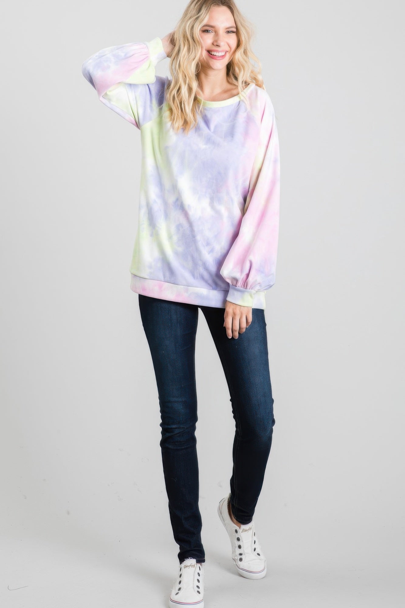 Tie-dye Puff Long Sleeve Top - That Janis Style