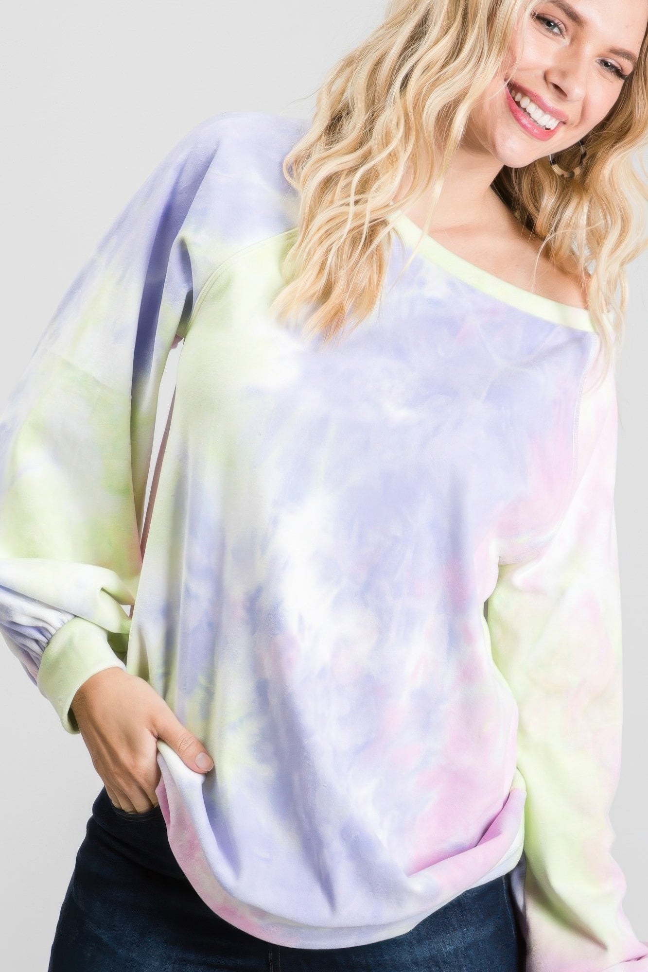 Tie-dye Puff Long Sleeve Top - That Janis Style