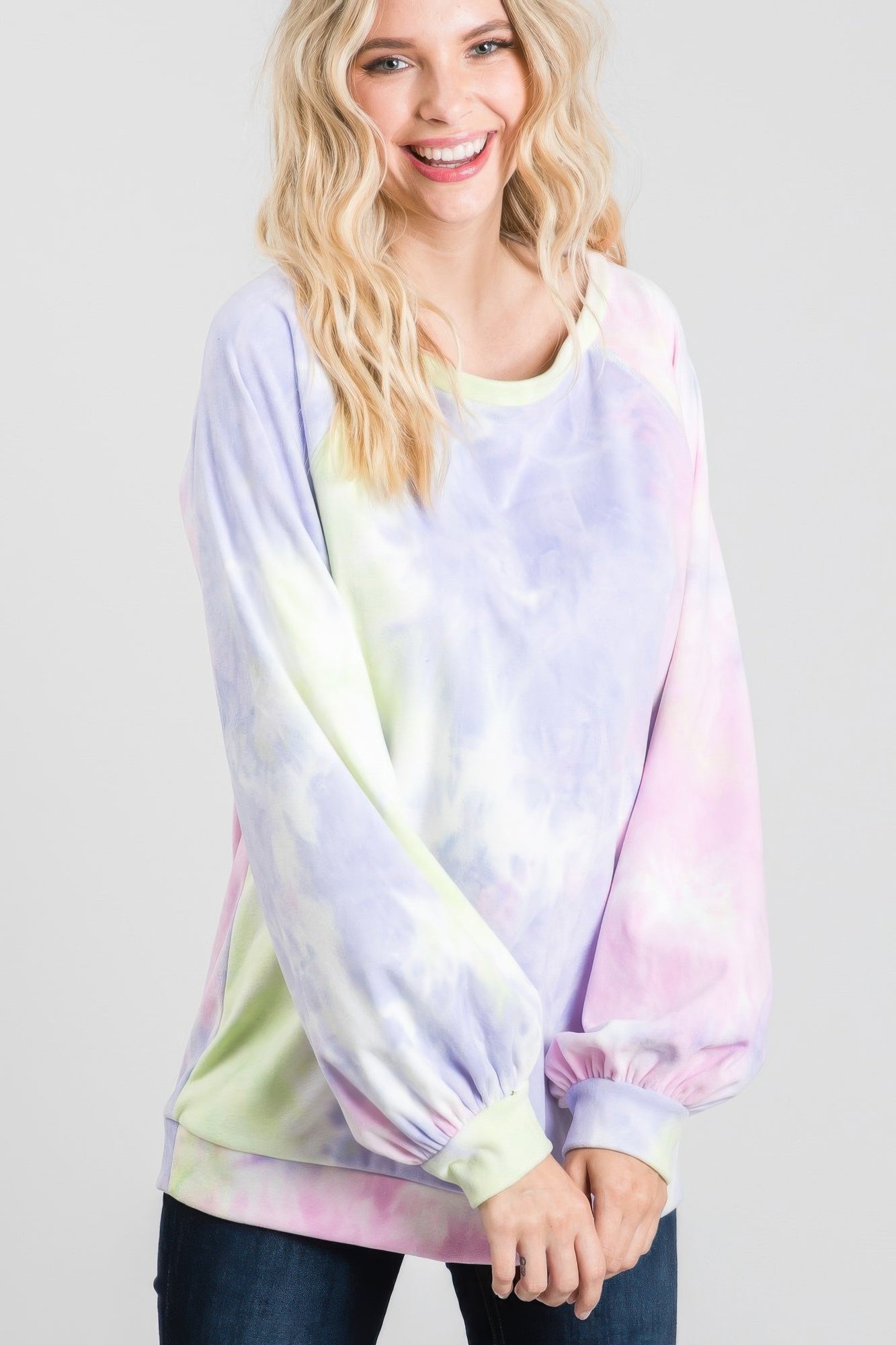 Tie-dye Puff Long Sleeve Top - That Janis Style