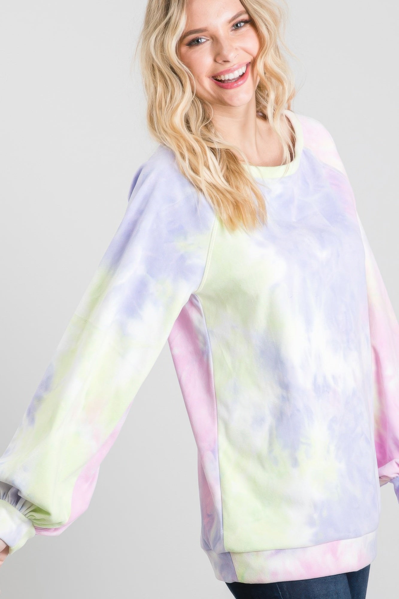 Tie-dye Puff Long Sleeve Top - That Janis Style