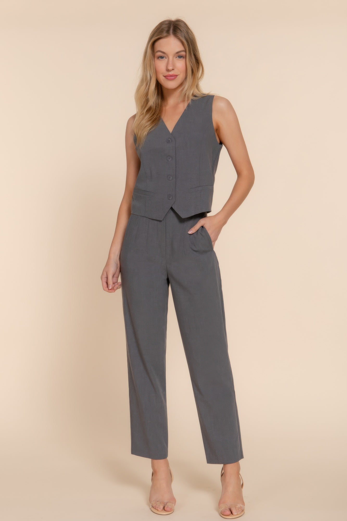 High Waist Pintuck Detail Long Pants - That Janis Style