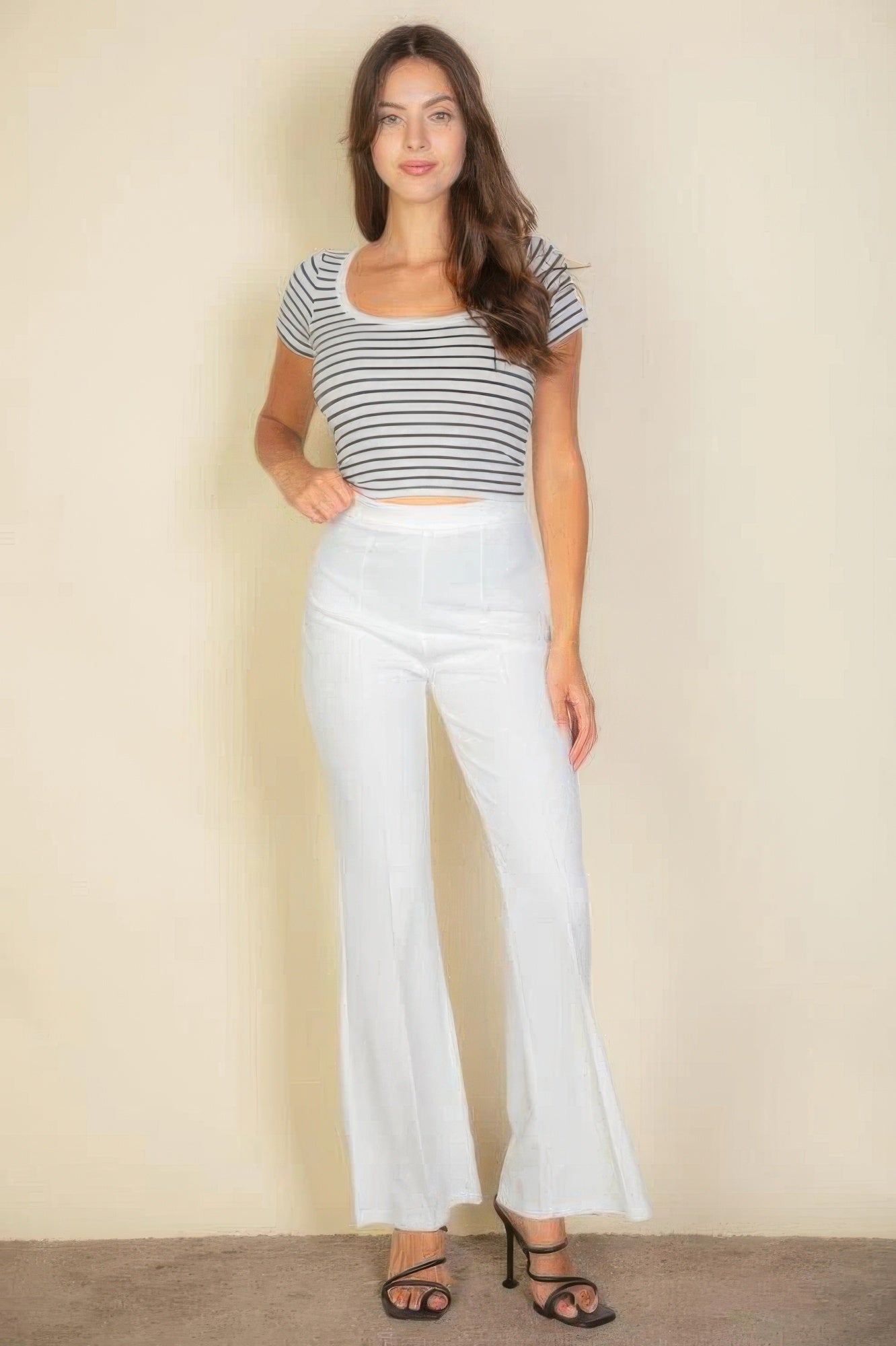 High Waist Stretch Crepe Flare Pants - That Janis Style