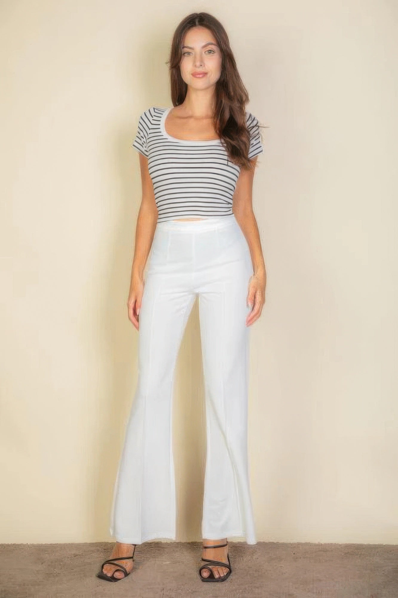 High Waist Stretch Crepe Flare Pants - That Janis Style