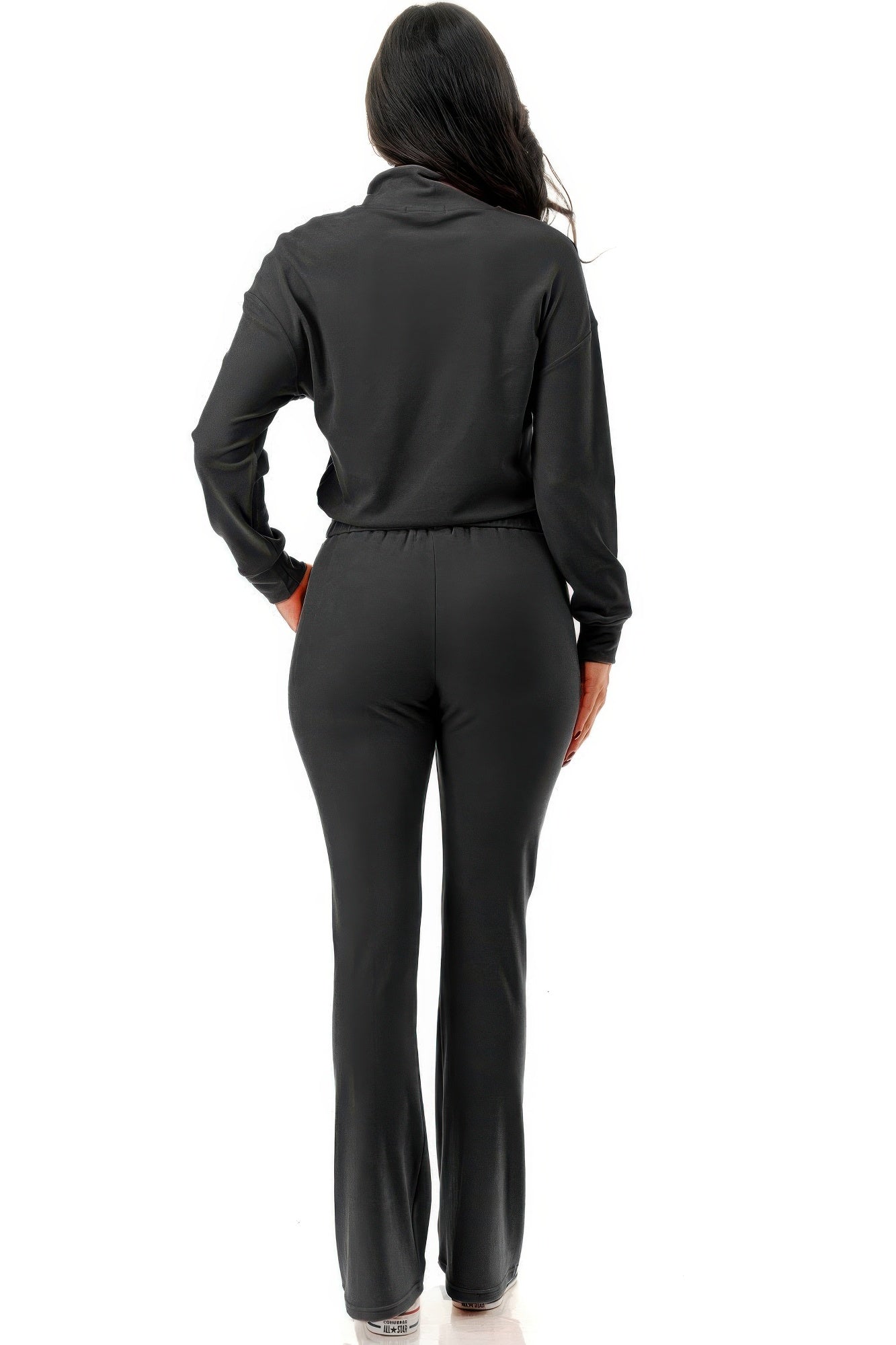 Thermal Crop Jacket With Flare Pants Set - That Janis Style