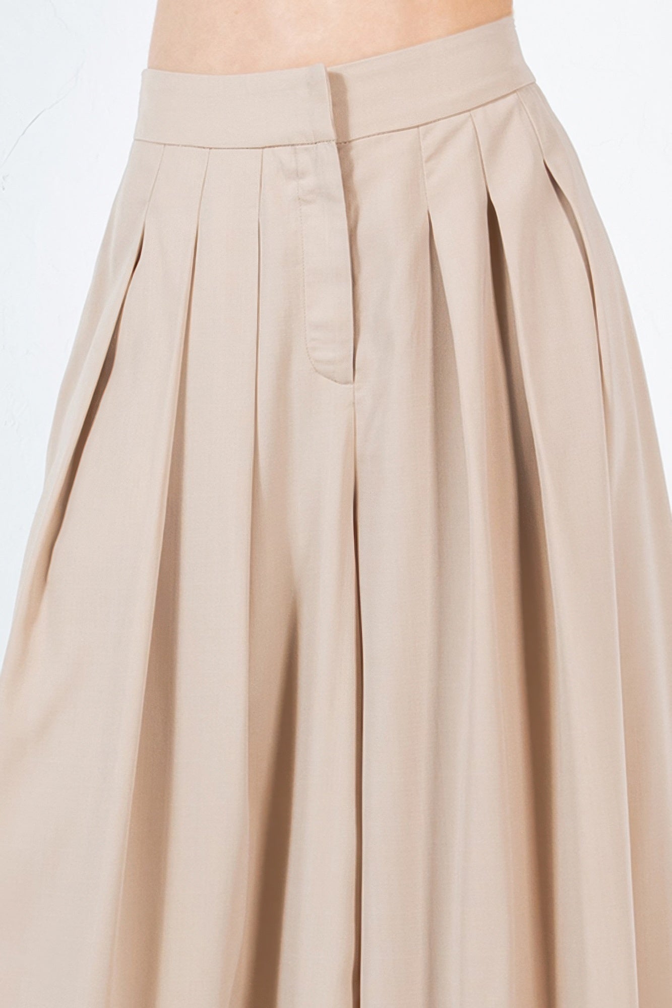 Large Hem Wide Leg Pleated Solid Pants - That Janis Style