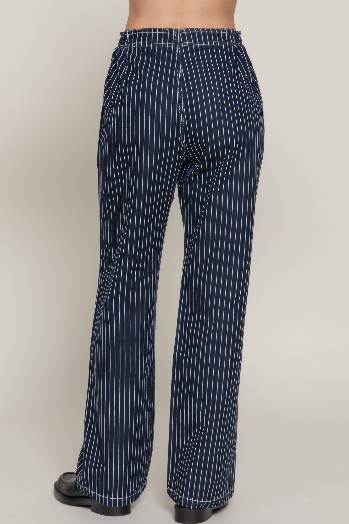Stripe Stretch Denim Straight Pants - That Janis Style