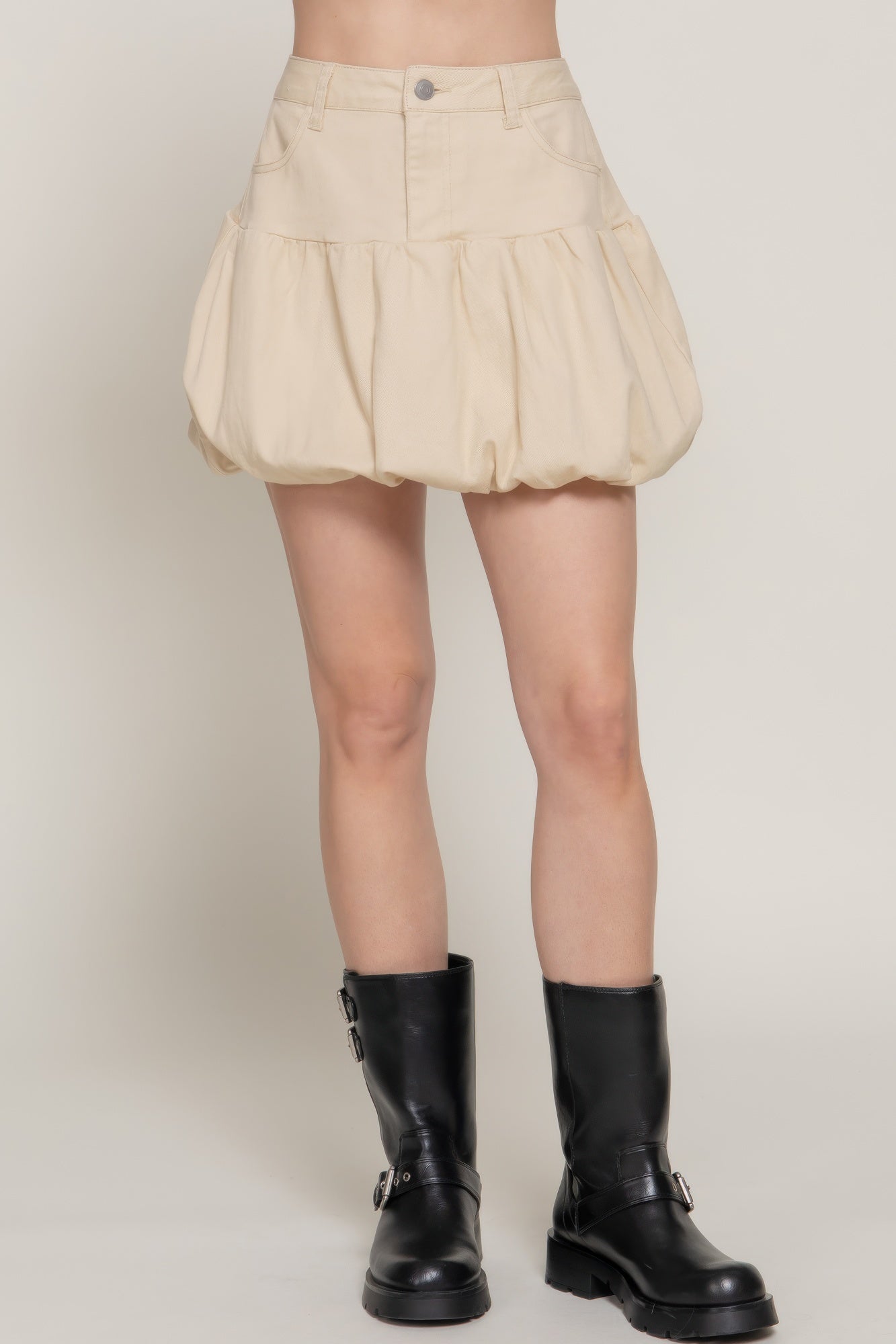 Stretsch Twill Balloon Skirt - That Janis Style