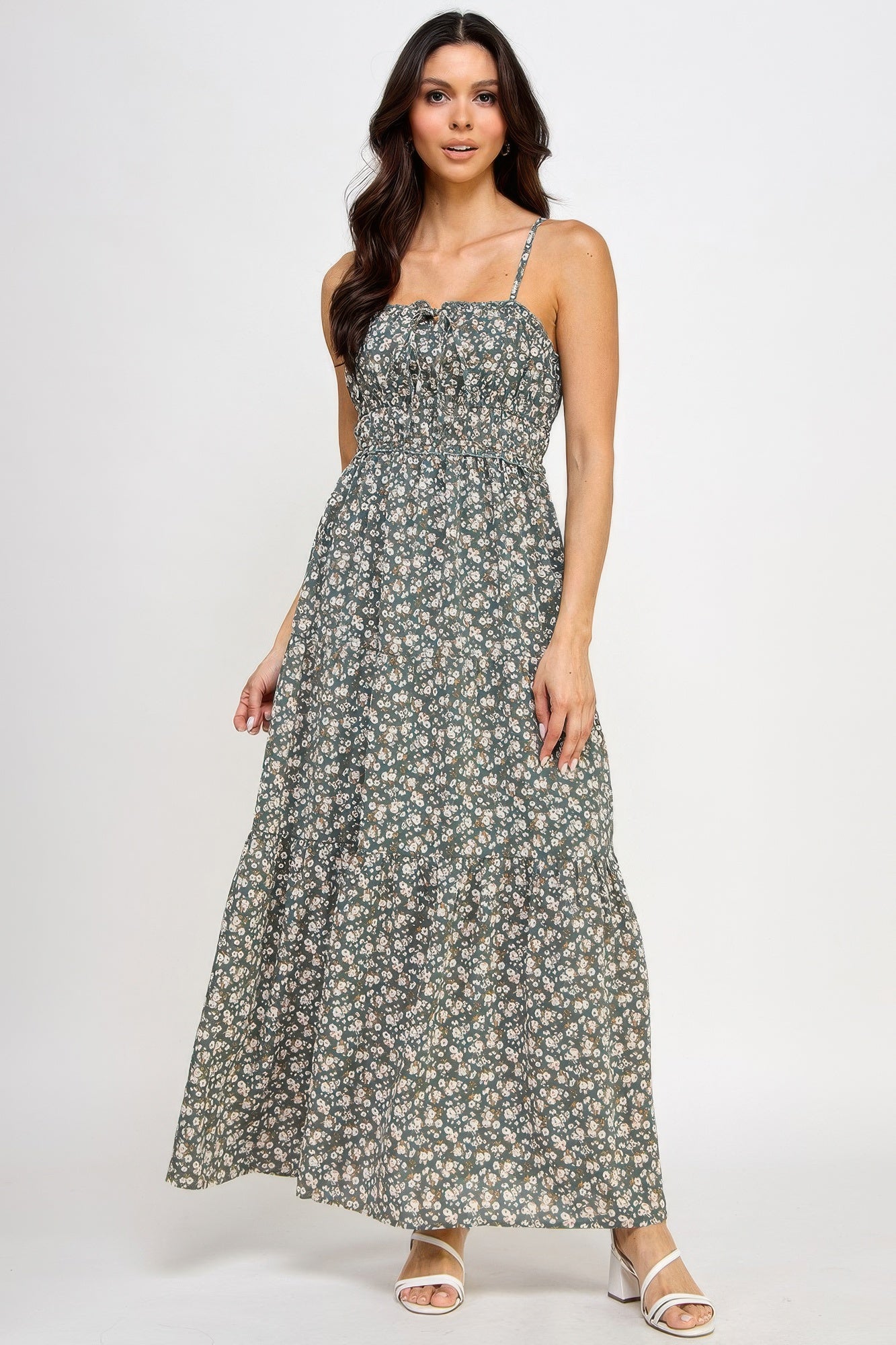 Floral Smocked Ruffle Maxi Dress - That Janis Style