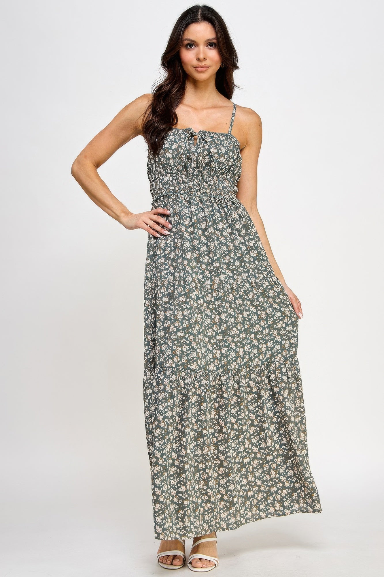 Floral Smocked Ruffle Maxi Dress - That Janis Style