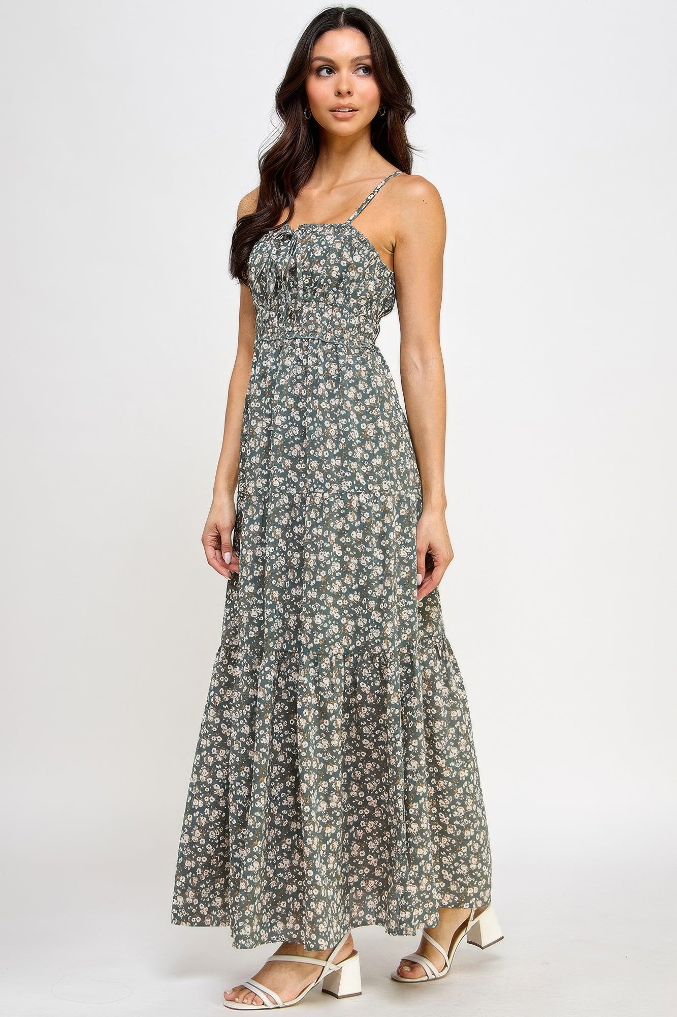 Floral Smocked Ruffle Maxi Dress - That Janis Style